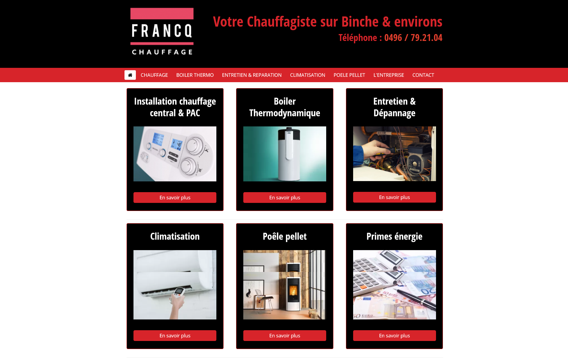 Site web vitrine entreprise de chauffage à Binche